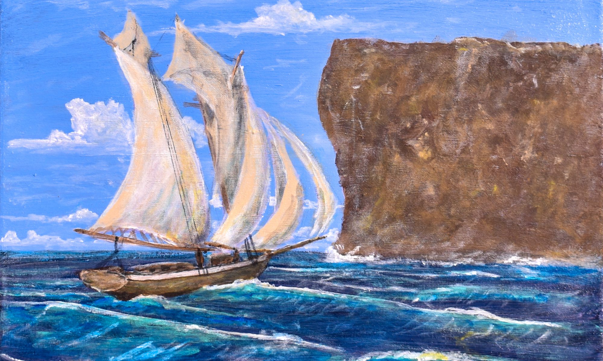 Falling asleep at helm - Diptych - Smooth Sailing Exhibit Schooners -24x18-Acrylic- on canvas- $2840 each