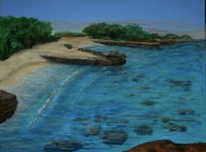 Perspective of the beach at Smith Cove. By Monte Thornton. 40" x 30" 2017. $3480