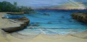 Sunset colors at Smith Cove. 48" x24" 2016 By Monte Thornton