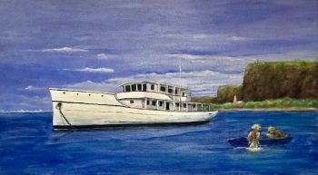 Lady Slater - Smooth Sailing Exhibit Schooners -22x39 -Acrylic- on canvas- $2340